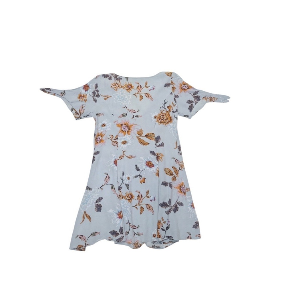 Kimchi Blue Sally Sue Tie-Sleeve Blue Floral Mini Dress Women's Size Large - Picture 7 of 11